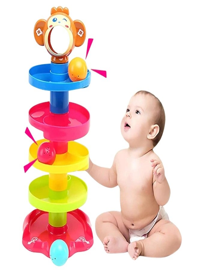 BIG FOLK BIGFOLK® Colorful 5-Layer Ball Drop & Roll Swirling Tower Toy for Babies| Stacking Learning Toy with Rolling Balls | Early Educational Activity for Toddlers (Pack of 1) - Image 1